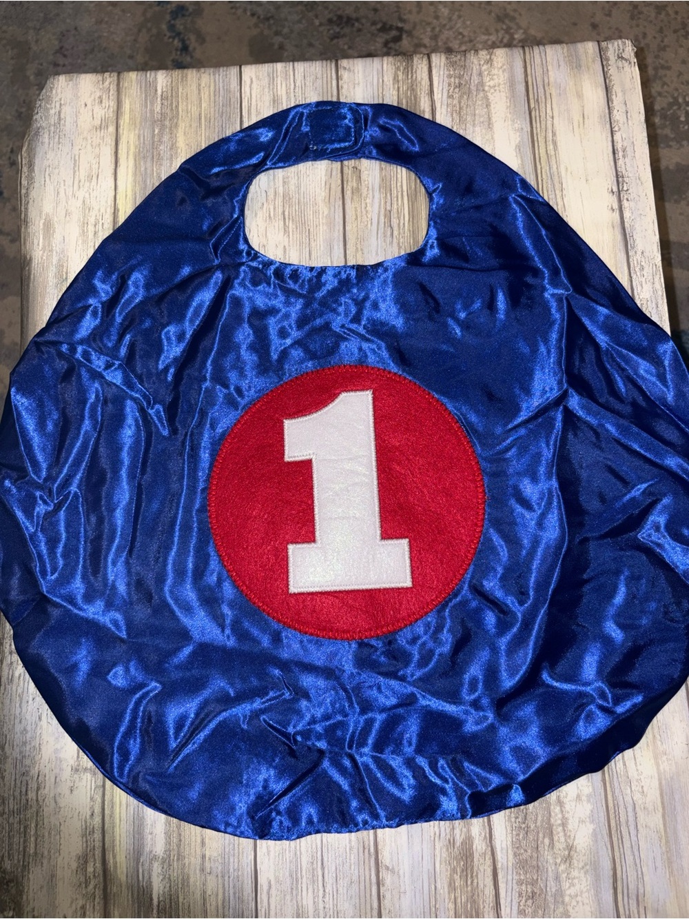 Baby’s First Birthday Blue Kids Superhero Cape with Number 1 Patch